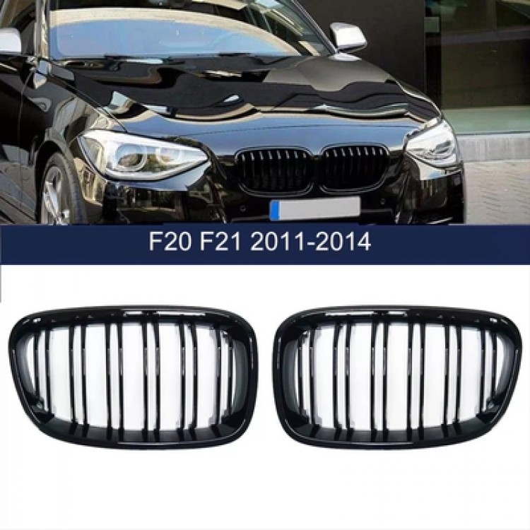 BMW 1 SERISI F20 2011-2015 IÇIN UYUMLU M PANJUR (CIFT CIZGI BÖBREK) PIANO BLACK