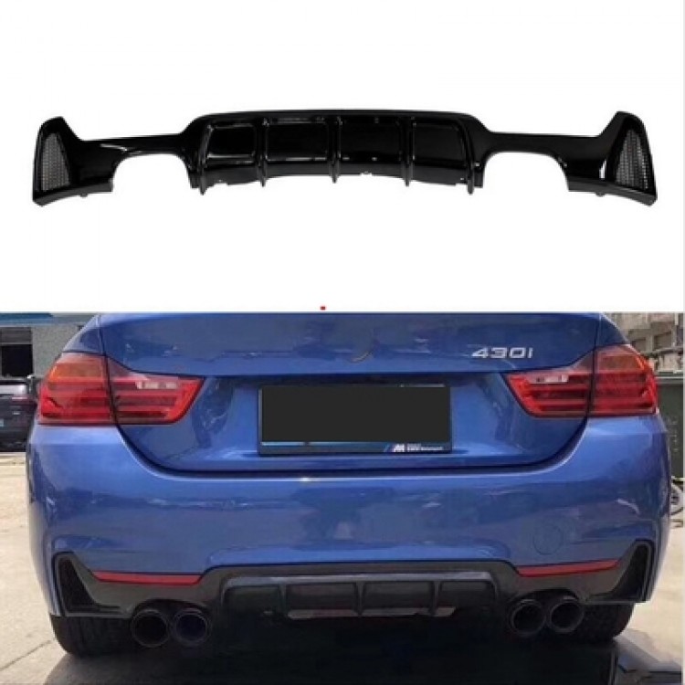 BMW 4 SERISI F32 - F36 UYUMLU 2014-2019 M DIFUZOR CIFT CIKIS KALIN PIANO BLACK